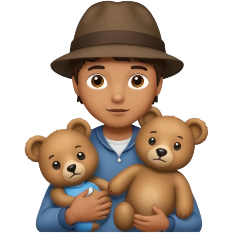 hat boy with bear  emoji