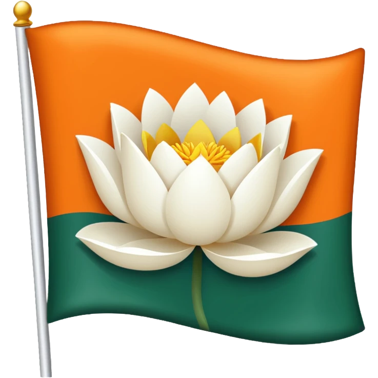 BJP FLAG with white lotus and orange colour background  and  at the left side vertical white text asB J P with green background emoji
