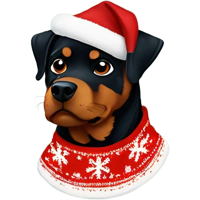 Rottweiler wearing a Christmas sweater emoji