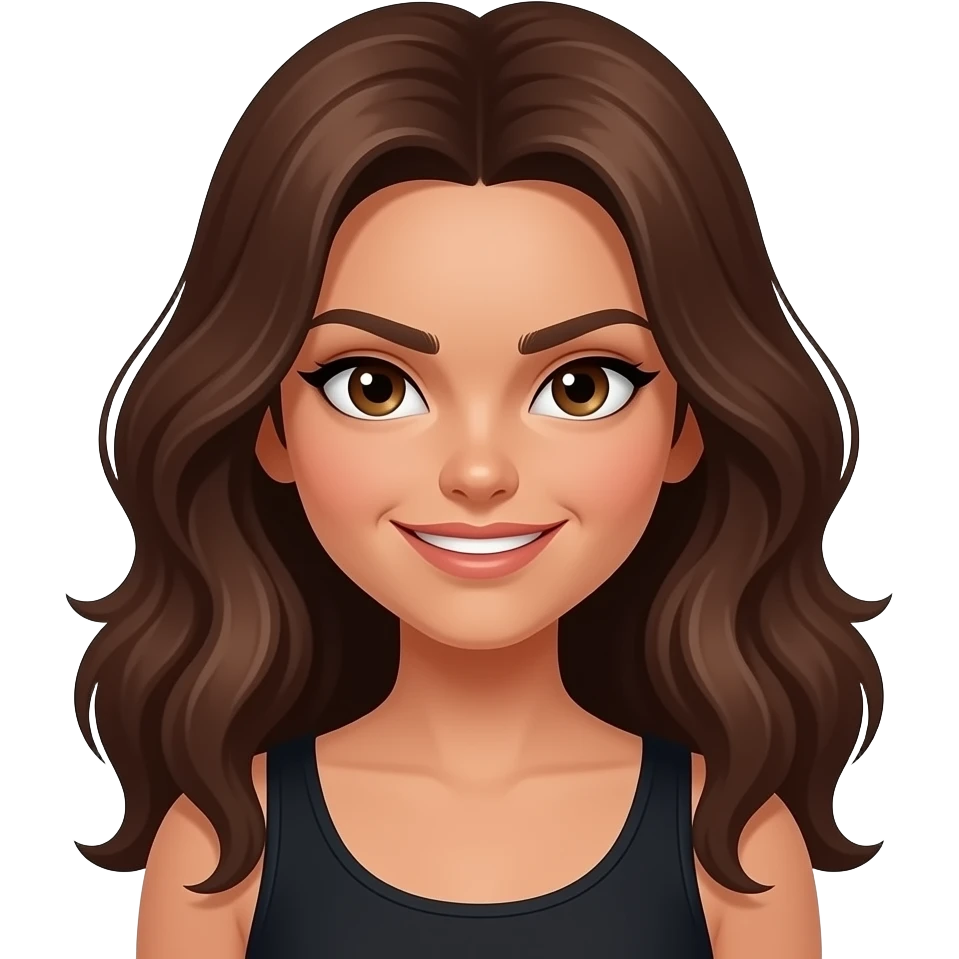 Brown hair girl with an evil smirk on her face but tanish skin emoji