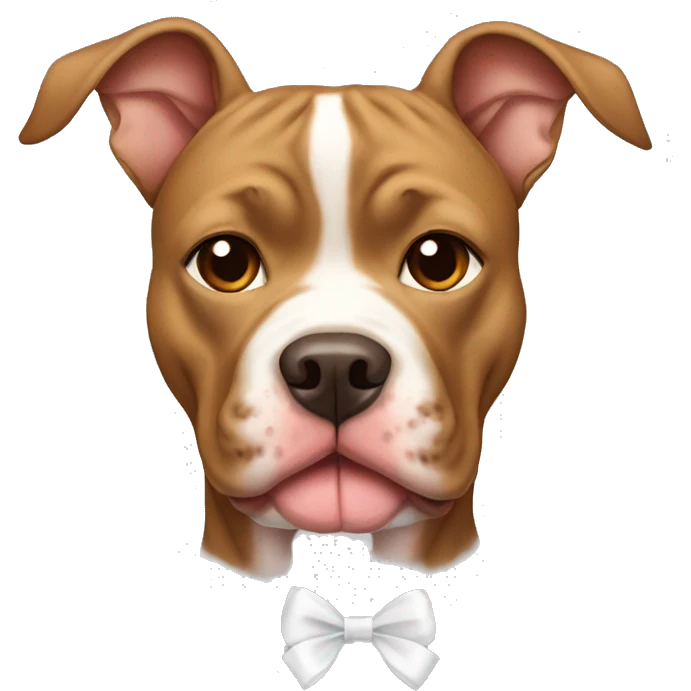 Light brown pitbull with ears cut and bows emoji