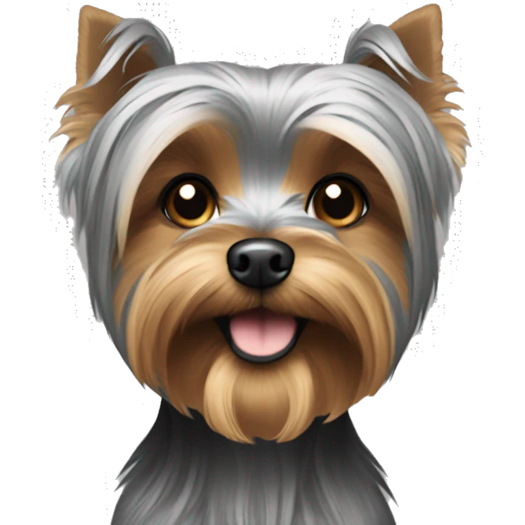 A yorkie with the grey scale color emoji