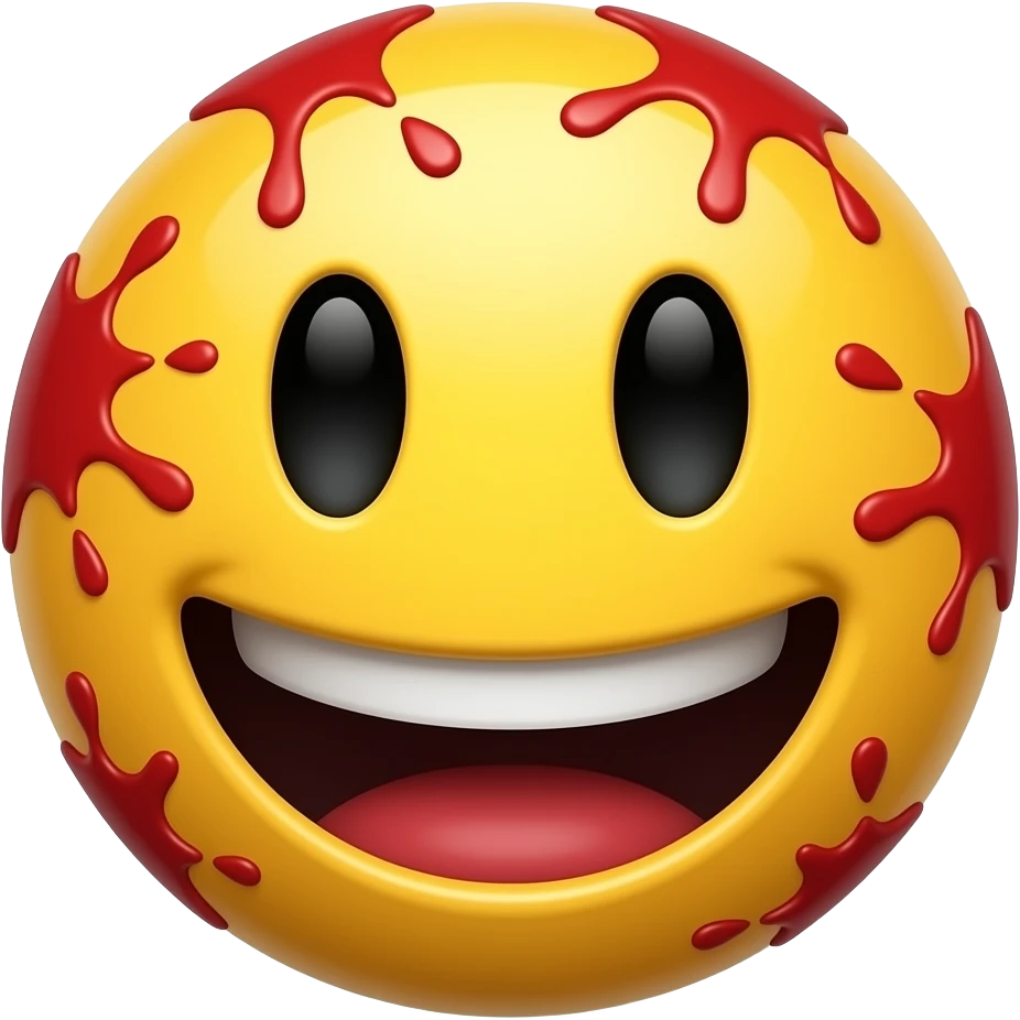 Crazy emoji smiley face with blood splatter emoji