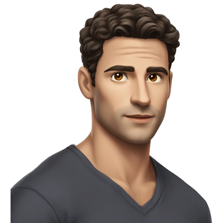 Manu Ríos is a 6-foot-tall Spanish actor and model with a lean, athletic build. fair caucasian white skin, dark brown short hair, striking hazel eyes, sharp jawline, high cheekbones, full lips, boyish charm emoji