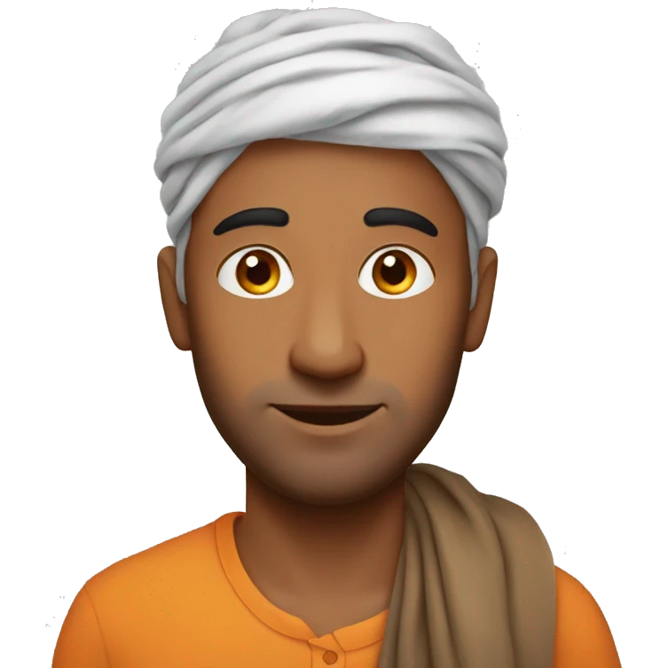 indian man no beard orange head scarf emoji