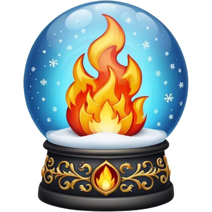 Can you make a snow globe emoji with a flame in it, gothic style emoji