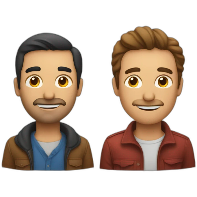 Two people talking face to face, one spanish man, and one american man emoji