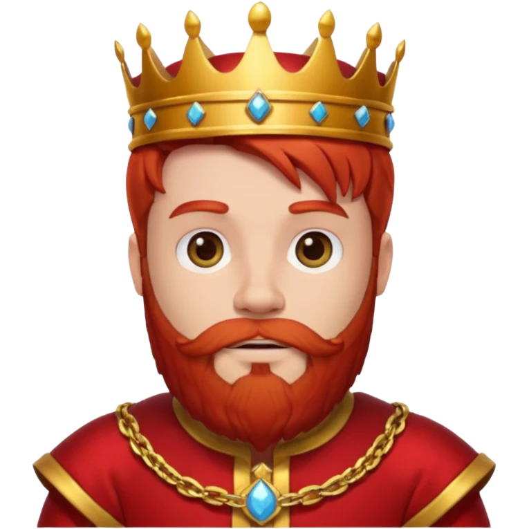 bearded king with no crown and red outfit red hair emoji