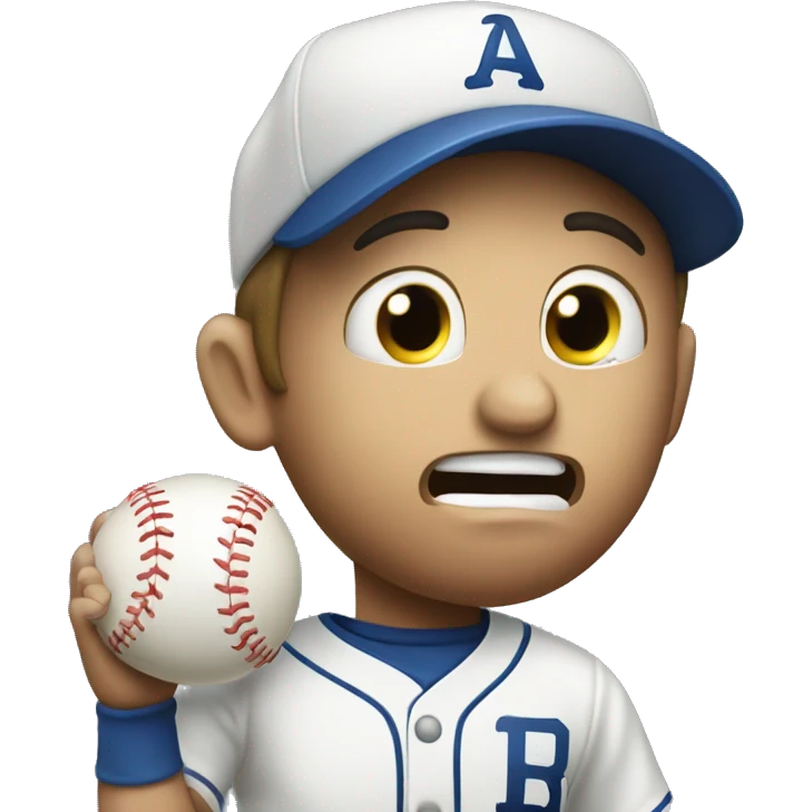 Embarrassed baseball player dropping ball emoji