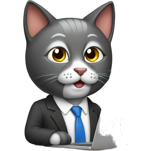 Cat office worker with laptop emoji