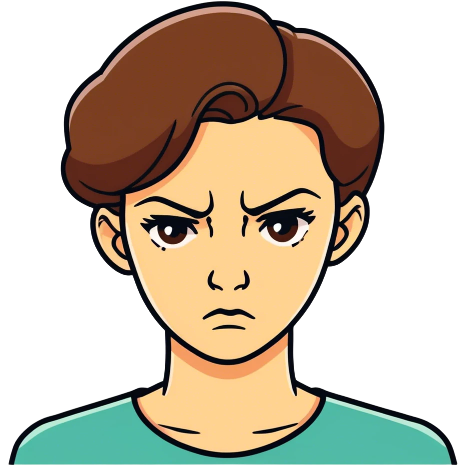 Woman brown hair being angry emoji