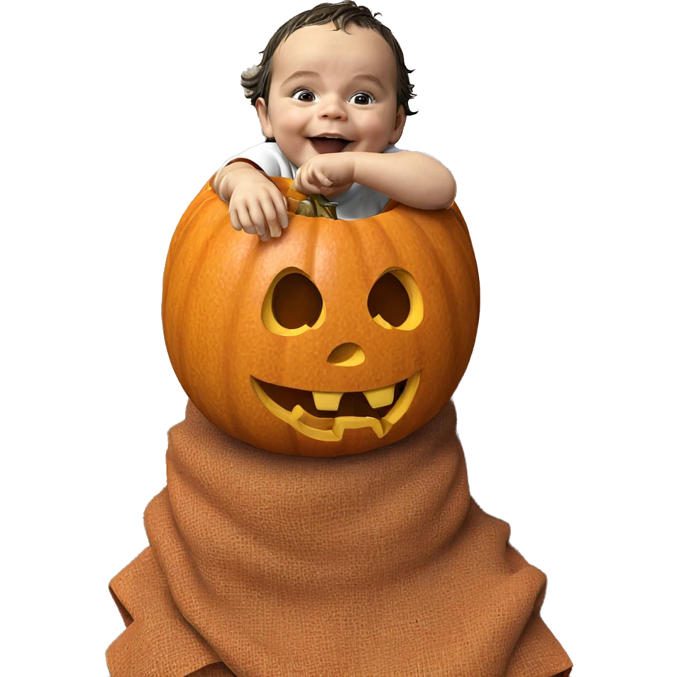 boy with pumpkin on halloween emoji