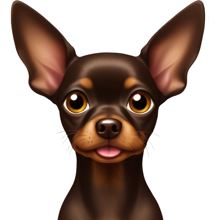 chocolate colored russian toy terrier with tongue hanging out emoji