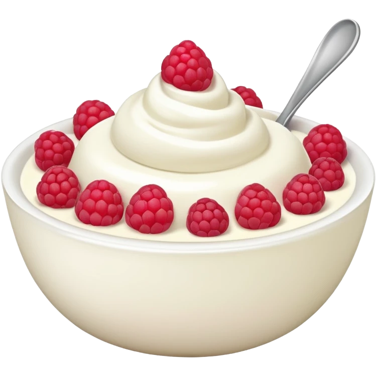 yoghurt bowl with raspberries on top emoji