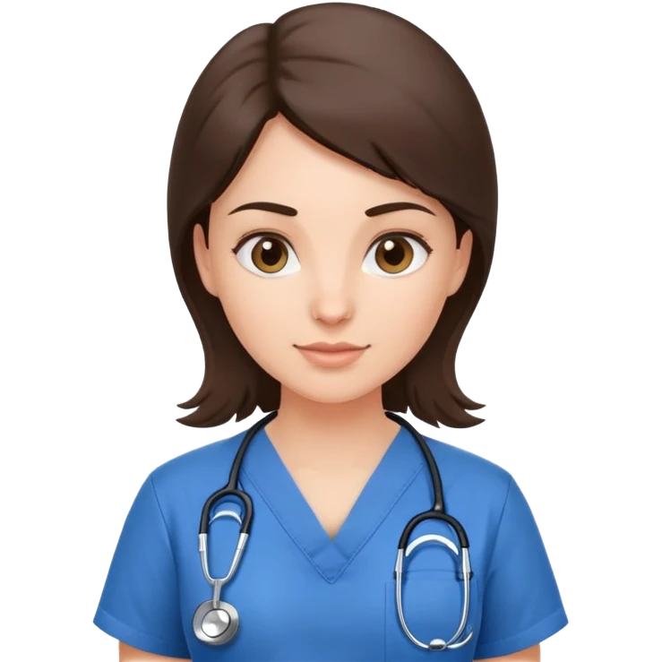 Heavy set Brunette in scrubs with a stethoscope emoji