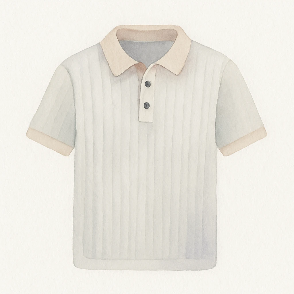 A short-sleeved polo shirt in a ribbed texture, front view emoji
