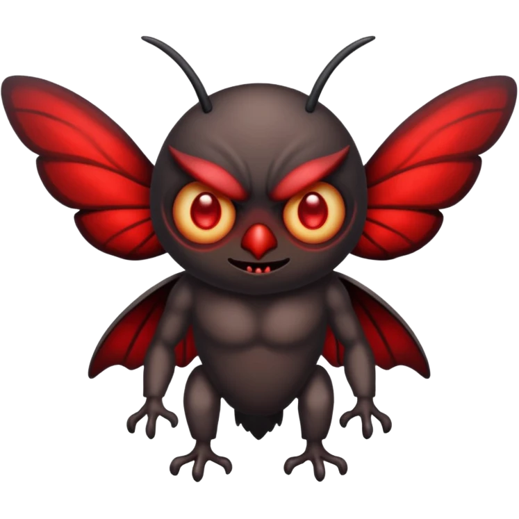 Create a scary emoji of the mothman with bright red eyes emoji