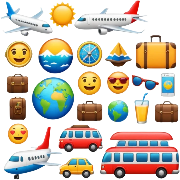 набор эмодзи на тему путешествия emoji