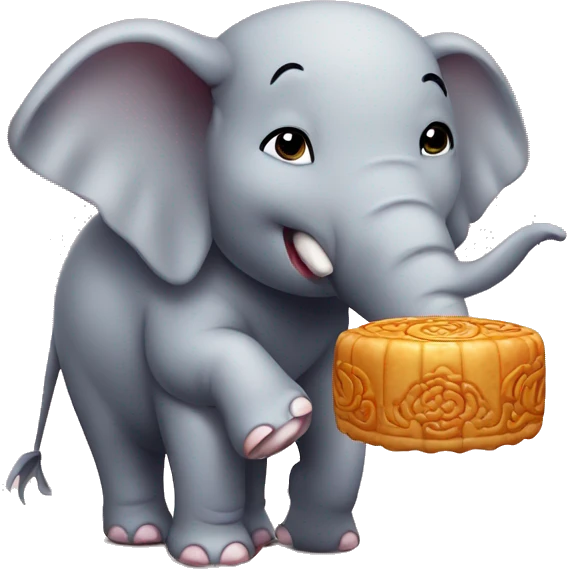 Elephant with a mooncake emoji