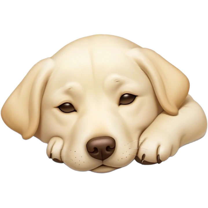 Meme-Worthy Cute Sleeping Cream Labrador Portrait Emoji, Head resting peacefully with a contented smile, showcasing a delightfully sturdy build and a luxuriously soft cream Fur, eyes shut in a serene nap, Simplified yet hilariously adorable features, highly detailed, glowing with a soft, drowsy light, high shine, relaxed and utterly lovable, stylized with an air of playful laziness, bright and heartwarming, soft glowing outline, capturing the essence of a comically sleepy companion, so meme-worthy it feels like it could instantly become the next viral sensation of adorable slumber! emoji