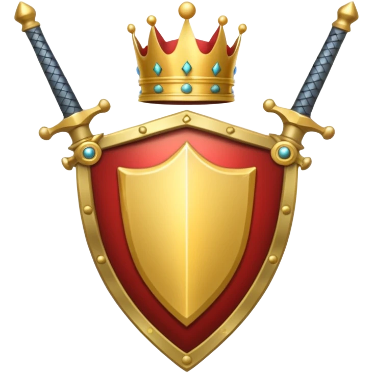 Powerful emoji with only sword, shield and crown emoji