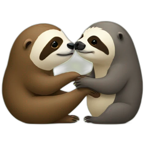 sloth and otter kissing emoji