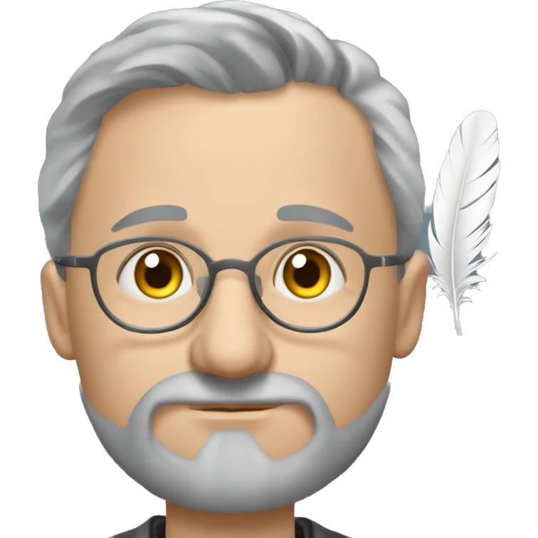 Ukrainian writer Oleksandr Dovzhenko holds a feather in his hand emoji