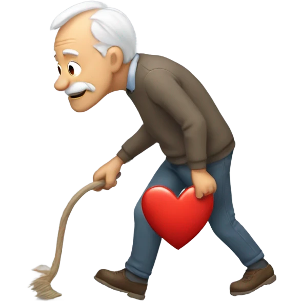 Old guy dragging heart emoji