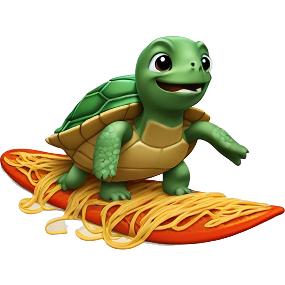 turtle riding a dorito as a surfboard on a wave of spaghetti  emoji