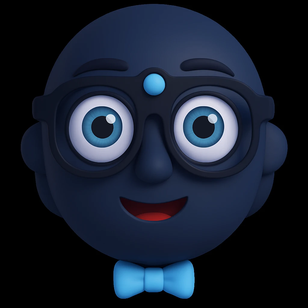 An eye doctor emoji in 3d-emoji style with a navy color emoji