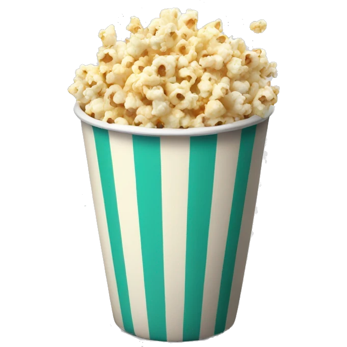 Popcorn in a striped cup with a TV emoji