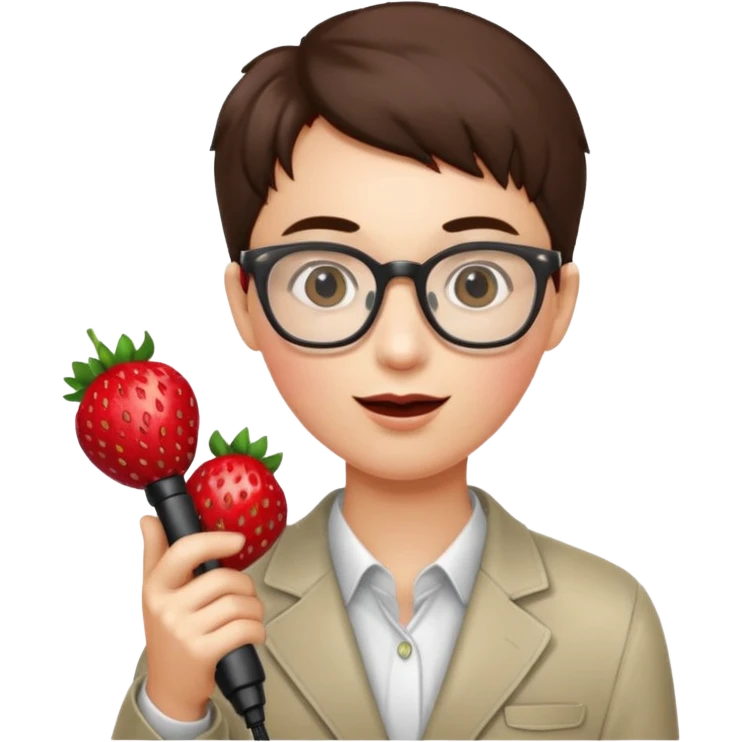strawberry fruit be hand the mic glasses  emoji