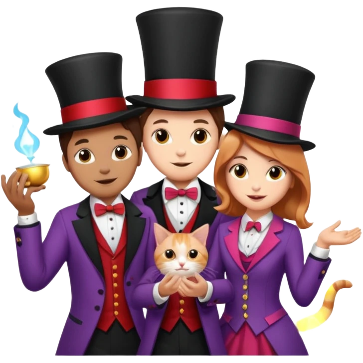 magician couple and their pet cat emoji