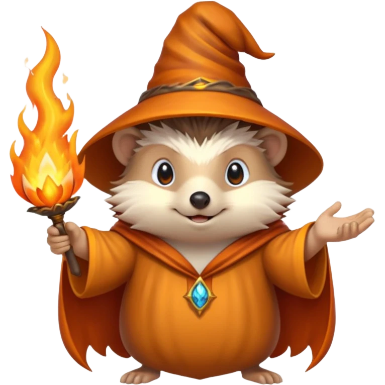 wizard hedgehog summons fire in hand emoji