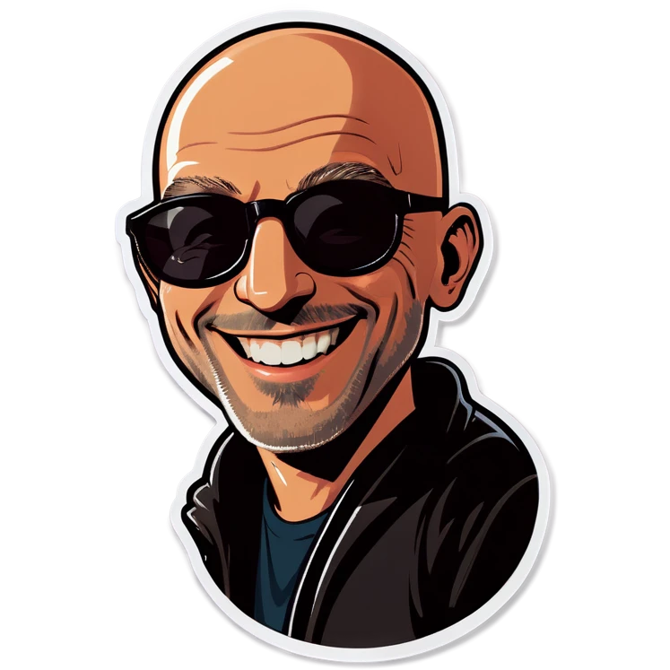 bald guy with a smile wearing sunglasses  emoji