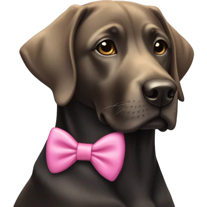 Black lab wearing a pink bow emoji