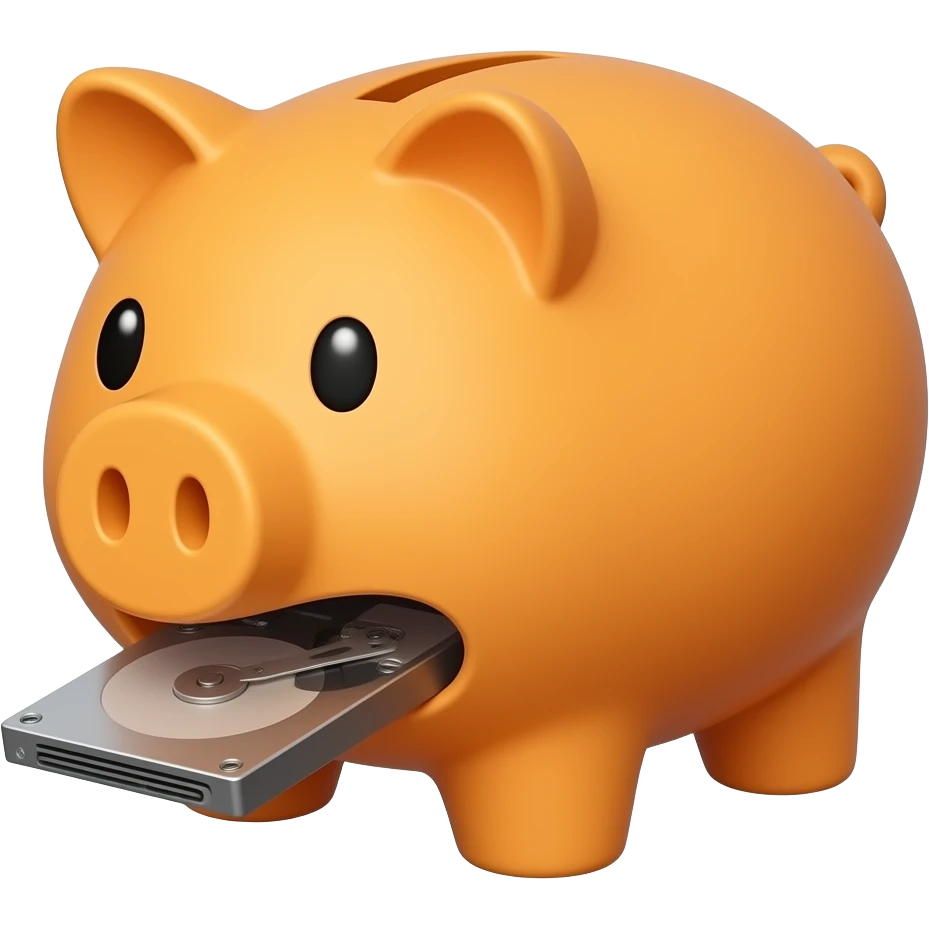 orange piggy bank looking like a lacie hard drive emoji