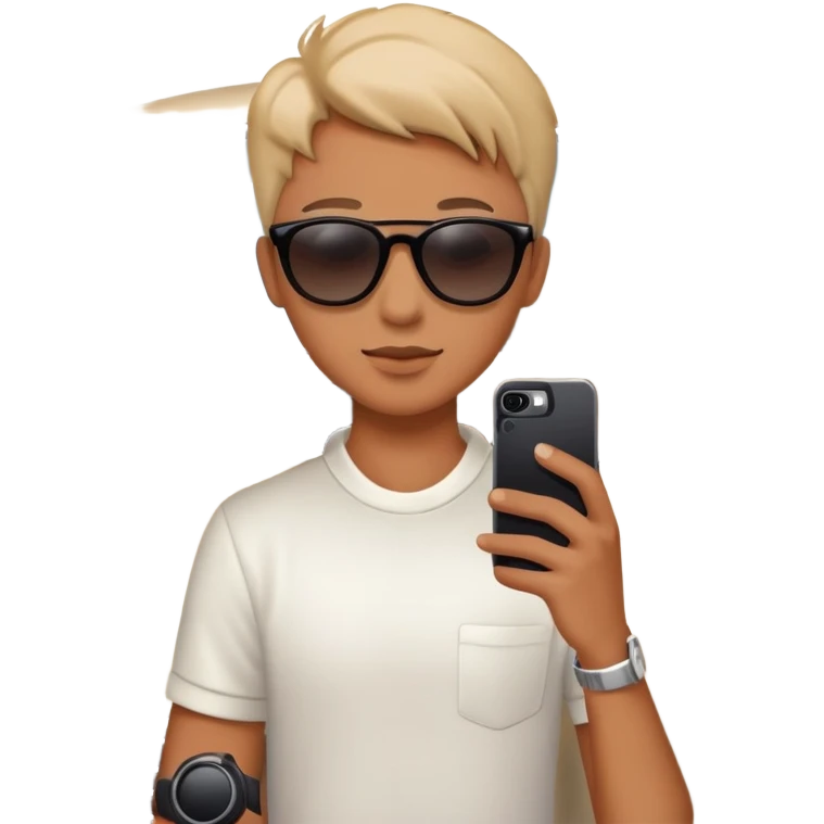 person looking at a car and photographing the car with iphone emoji