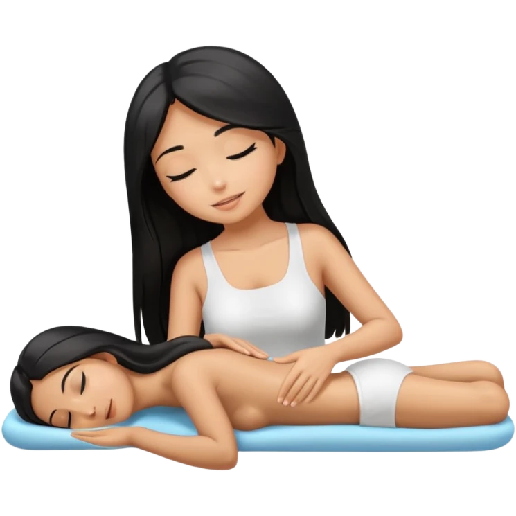 Back massage body with oil and the girl hair is long and black emoji