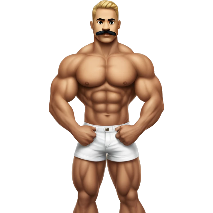 Muscular gay bodybuilder with mustache bikini realistic emoji