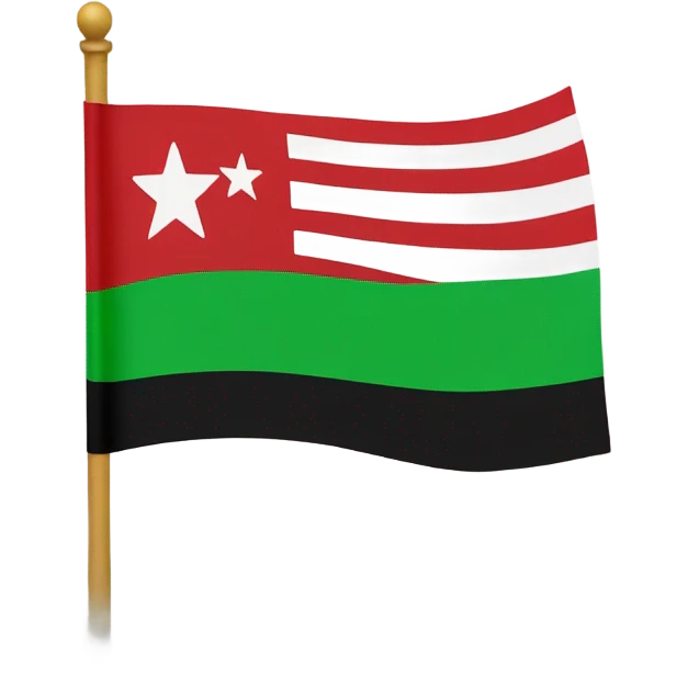 green, white, black with 3 red stars flag  emoji