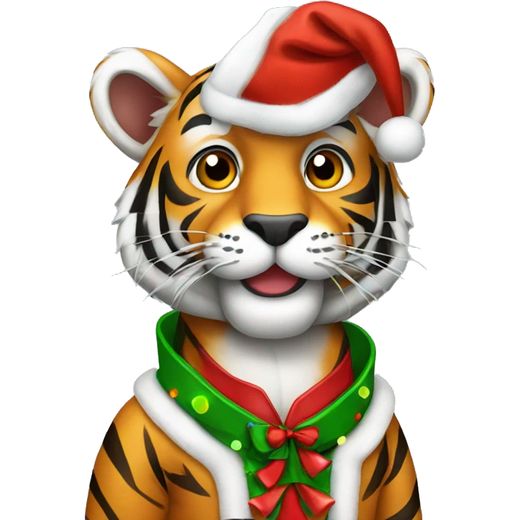 tiger wearing Christmas outfit  emoji