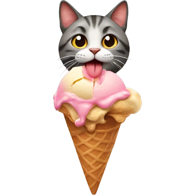 The cat emoji eating an ice cream cone emoji