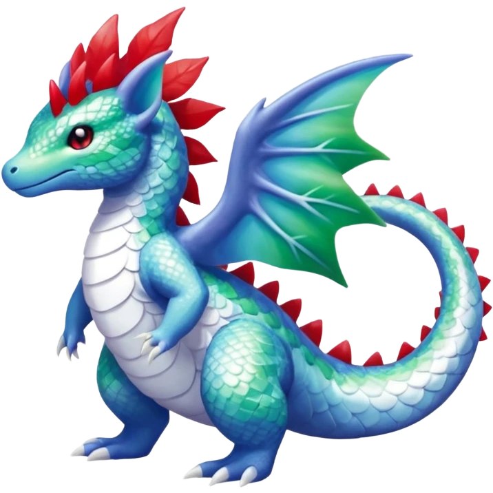 Shiny Sparkly beautiful gorgeous ethereal Scaley Exotic Shaymin-Salandit-Aurorus-Dragonair-Fakémon-hybrid-creature (full body) emoji