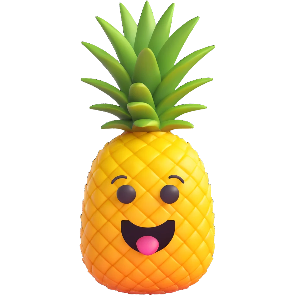 a pineapple with a sigma face, 3D emoji style emoji