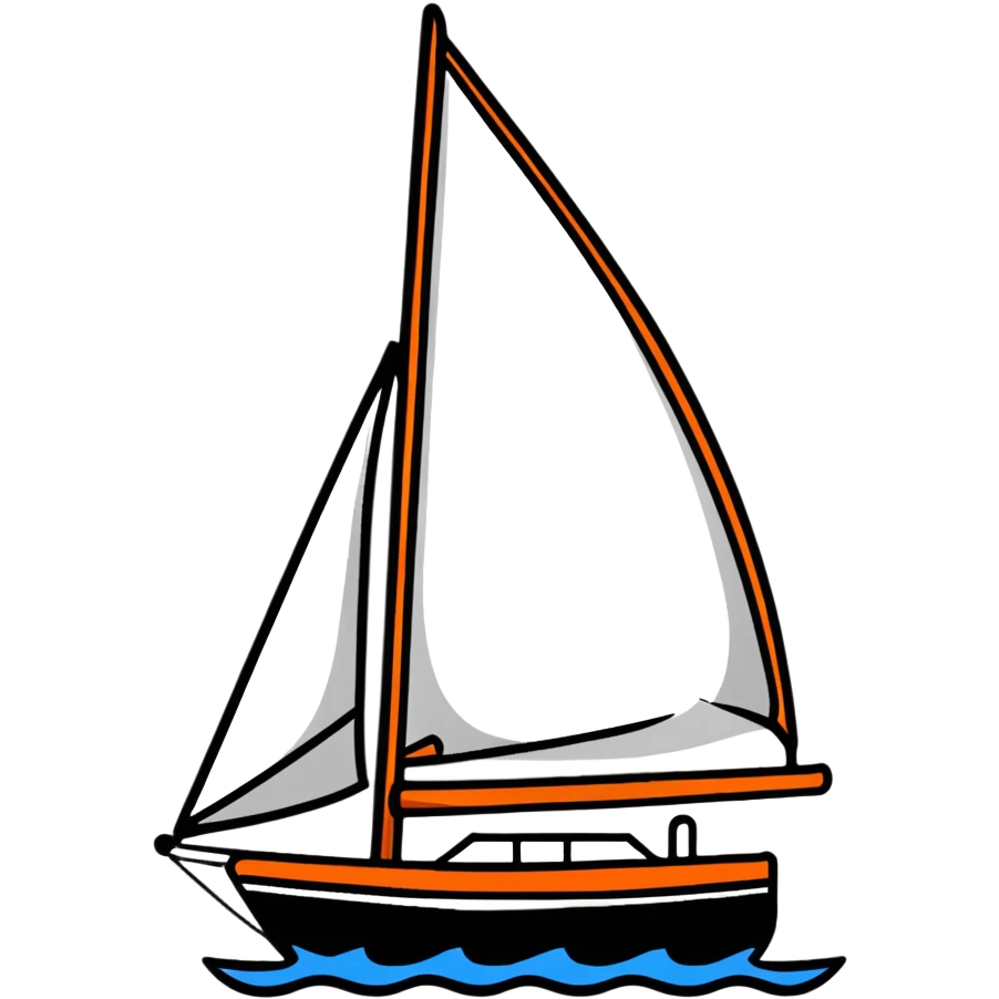 sailboat hull with rudder but no sails attached emoji
