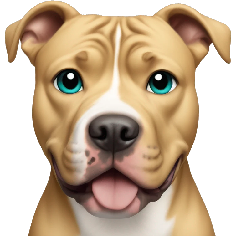 Pitbull with teal eyes and blonde/tan fur emoji