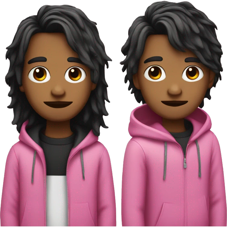 A guy with split toned hair, make one side black and the other side pink, also make him emo emoji