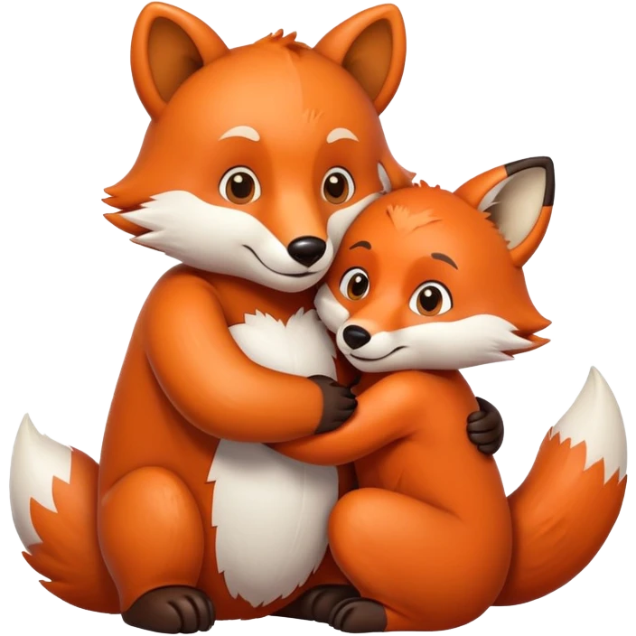 Bear hugs a fox emoji