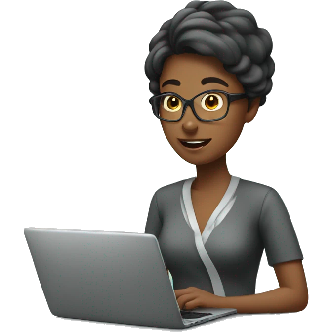 a womn answering he emails emoji